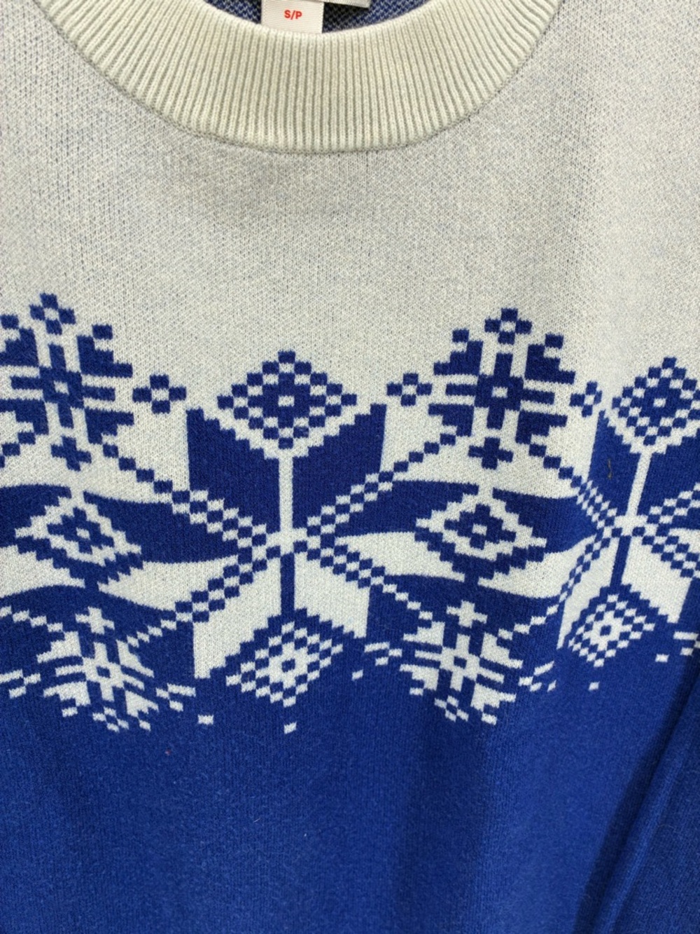 Joe Fresh Blue & Light Gray Fair Isle Crewneck Sweater - Picture 3 of 8